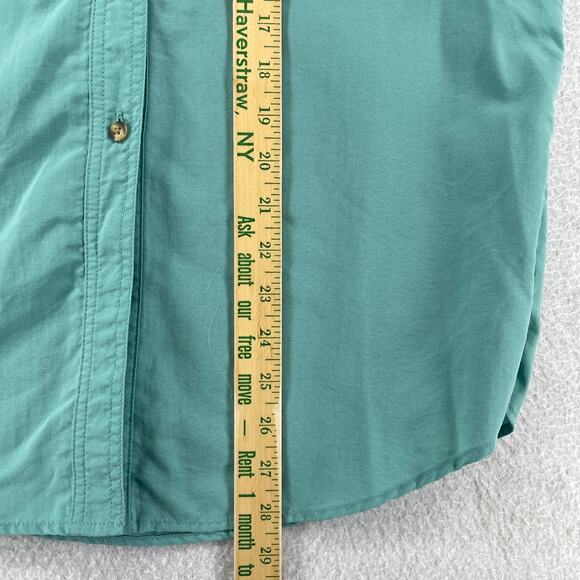 LL BEAN Shirt Womens M Vented Camp Fishing Roll Tab Sleeve Hunting Mesh Green - Picture 12 of 13